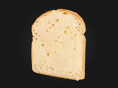 Fresh White Bread Slice with Airy Texture on Black Background 3d model