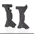 Detailed Robotic Character Mechanical Legs With Grey Metal Components And Structure