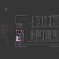 Modern KTV Lounge Interior With Brown Sofas White Seats Large Screen TV And Blue Lighting