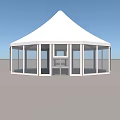 Bright White Domed Sunroom With Large Glass Windows And Modern Structure 3d model