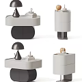 Various Modern Bedside Table Designs With Storage Drawer And Decorative Elements On White Black Finish 3d model