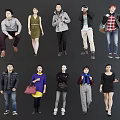 Group of People in Various Poses and Different Outfits Displaying Diverse Styles