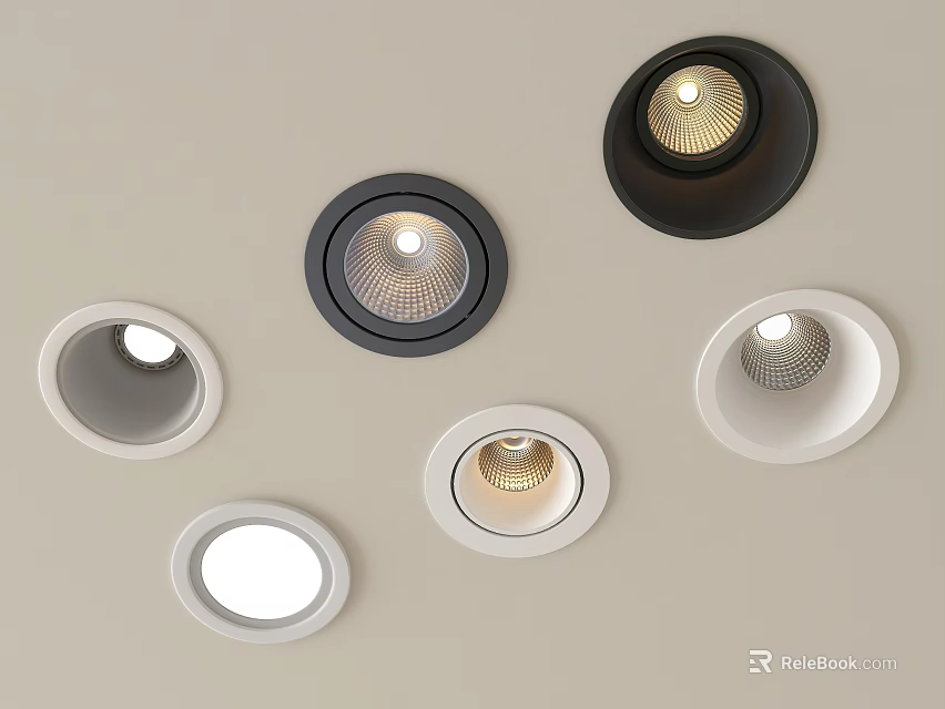 Recessed Spotlights and Downlights With Various Designs and Colors for Modern Home Ceiling Lighting 3d model 