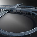 Road Infrastructure Multi Level Highway Interchange With Circular Ramps And Supporting Piers 3d model