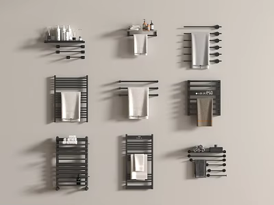 Towel rack Electric heating toiletries Hair dryer 3d model