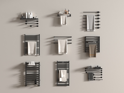 Towel rack Electric heating toiletries Hair dryer 3d model