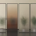 Modern Glass Room Dividers With Various Textures And Plants Behind