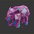 Geometric Elephant Sculpture With Polygonal Design And Textured Surface On Dark Background 3d model