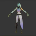 Game Movie Character With Hooded Outfit Gradient Colors Futuristic Tech Inspired Sleeves And Glowing Gloves