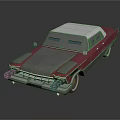 Vintage Red And White Car With Chrome Grille Illuminated Headlights Classic Design