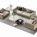 Modern Sofa Coffee Table Combination Business Sofa Coffee Table Double Sofa Multiplayer Sofa 3d model