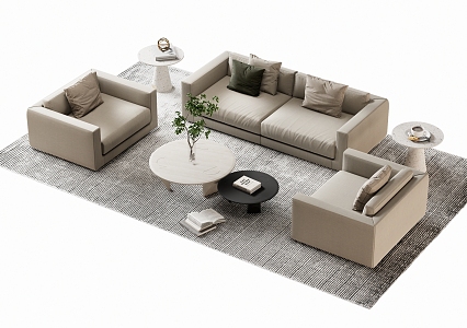 Modern Sofa Coffee Table Combination Business Sofa Coffee Table Double Sofa Multiplayer Sofa 3d model