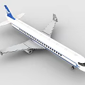 Building Block Airplane Model With White Body Blue Tail Detailed Wings And Landing Gear
