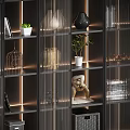 Modern Glass Bookcase With Wooden Frame Open Shelves And Decorative Items