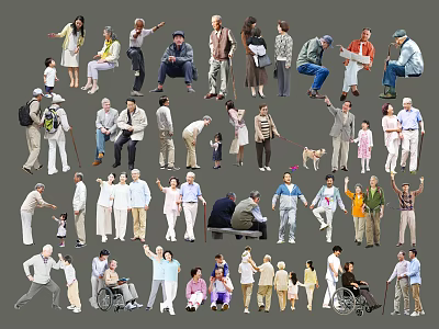Diverse Group Of People With Various Ages And Activities In Different Poses 3d model