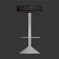 Modern Black Leather Stool With Metal Frame Circular Base And Footrest