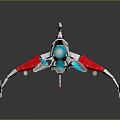 Futuristic Sci Fi Weapon With Red White Silver Mechanical Design And Blue Glowing Parts
