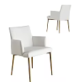 Modern White Upholstered Leisure Chair with Gold Metal Legs and Stylish Design