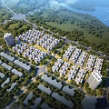 Aerial View Urban Planning of Modern Residential Area With Green Spaces and River
