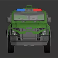 Green Armored Police Vehicle With Rooftop Flashing Lights And Sturdy Design