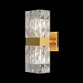 Elegant Modern Crystal Wall Light With Textured Clear Glass And Gold Square Mounting Base