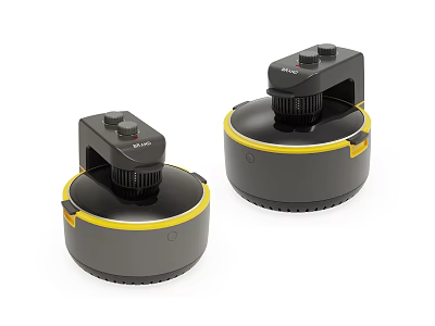 Ecovacs Robot Vacuum Cleaners As Modern Kitchen Appliances With Black Yellow Design 3d model