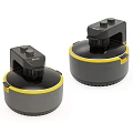 Ecovacs Robot Vacuum Cleaners As Modern Kitchen Appliances With Black Yellow Design
