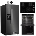 Stainless Steel Modern Kitchen Appliances Set Including Refrigerator Cooktop And Oven