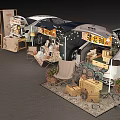 White SUV Trunk Market Stall Setup With Wooden Crates Chairs Plants And String Lights Decoration