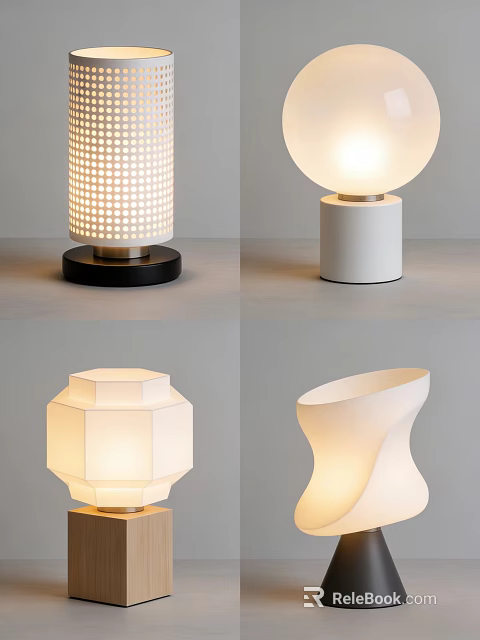 Modern Table Lamps With Unique Geometric Shapes And Soft Lighting For Home Decor 3d model 