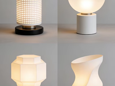 Modern Table Lamps With Unique Geometric Shapes And Soft Lighting For Home Decor 3d model