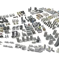Diverse City Building Complex Models Collection Showcasing Various Architectural Styles 3d model