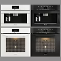 Modern Built-in Kitchen Appliances With White Black Oven Coffee Machine And Digital