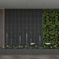 Front Desk Reception Interior With Gray Wall Living Plant Wall Water Feature Lotus Flowers And Stone Lantern