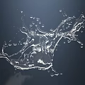 Frozen Dynamic Water Splash With Flying Droplets On Dark Background