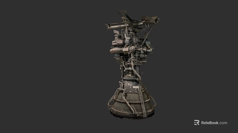 Detailed Rocket Engine Mechanical Structure With Metal Components And Engineering Parts 3d model 