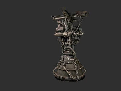 Detailed Rocket Engine Mechanical Structure With Metal Components And Engineering Parts 3d model