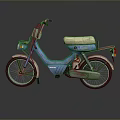 Blue Vintage Scooter With Beige Seat Classic Design And Headlight Details
