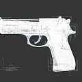 Black Modern Pistol 3D Model With Red Dot Sight And Textured Grip Design