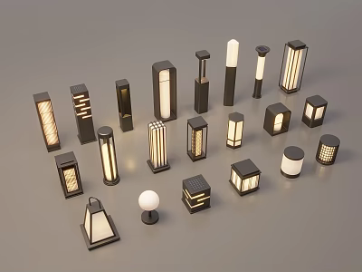 Modern Chinese Landscape Lamp Lawn Lamp Garden Lamp Outdoor Lamp Combination 3d model
