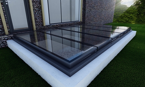 Skylight hanging on the lighting well of the villa 3d model