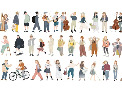 Diverse Game and Movie Characters with Various Poses Activities and Fashion Styles 3d model