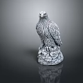 Eagle Statue With Detailed Feathered Design Perched On Rock Base Decoration