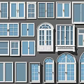 Assorted Window Design Collection Featuring Arch Rectangular Panel And Casement Styles 3d model