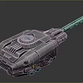 Futuristic Sci Fi Weapon 3D Model With Metallic Body Long Barrel And Circular Core 3d model