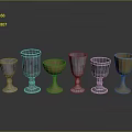 Metallic Goblets Collection Silver And Gold Wine Cups Arranged On Black Background With Reflections