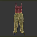 Black Spaghetti Strap Cami Top With Khaki Cargo Pants Drawstring Waist And Utility Pockets