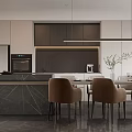 Modern Living and Dining Room Interior With Sofa Coffee Table Bookshelves Floor to Ceiling Windows