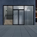 Modern Administrative Area Interior Design With Staircase Marble Wall Glass Partition And Lighting