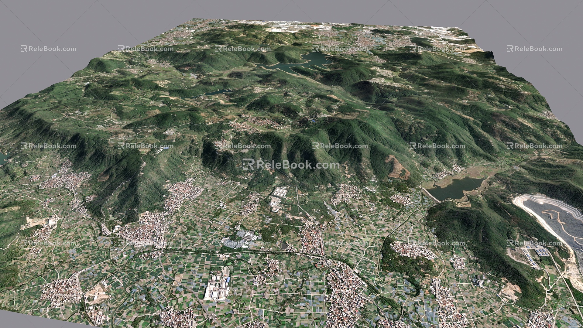 Map Geoform Terrain Mountain Landscape Dashan Reservoir Water System 3d model